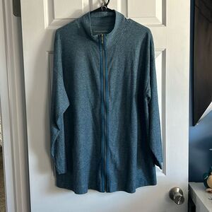 Soft Surroundings Ribbed Full Zip Jacket Blue Size 1X